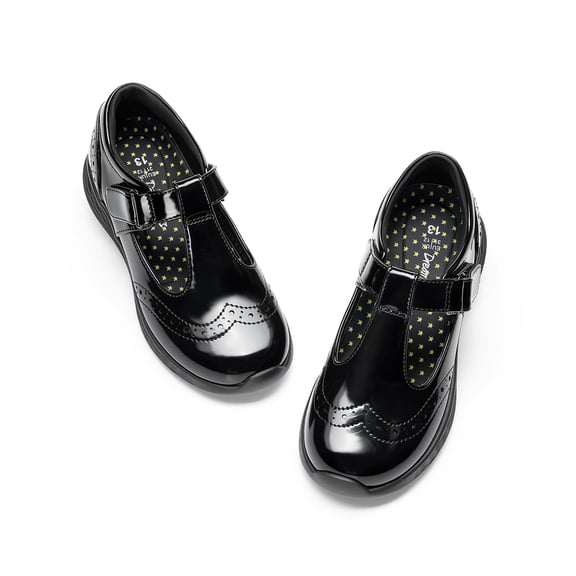 DREAM PAIRS Girls' Mary Jane Flats, Lightweight School Uniform Dress Shoes with Arch Support, Comfortable T-Strap Slip-On Shoes for Toddler/Little Kid