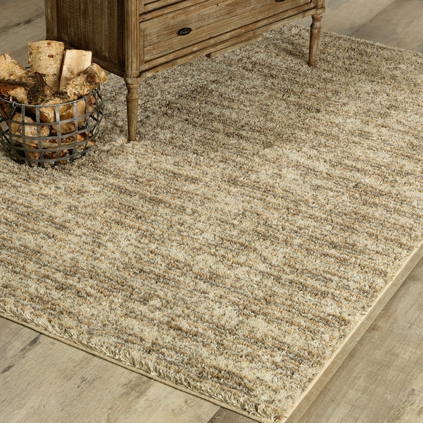 Mohawk Home Laguna Neutral Stripe Beige Woven Area Rug, 5'x8', Tan