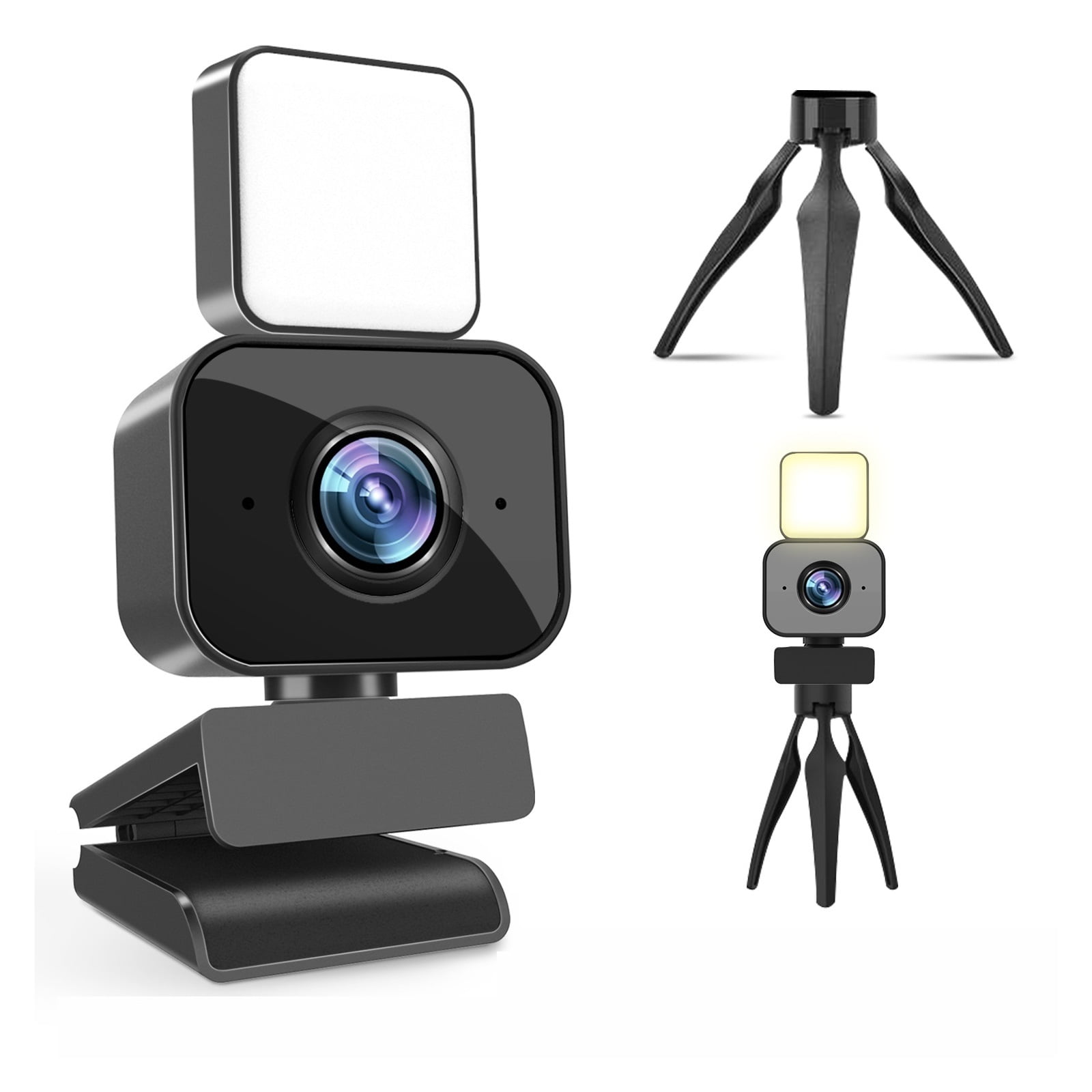 Webcam HD 1080P With Ring Light And Tripod Webcam Cover 3 Colors Brightness Adjustable For Conferencing, Live Streaming, Recording ,HD Video