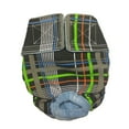 thumbnail image 1 of Barkertime Gray Plaid Neon Stripes Washable Dog Diaper - Made in USA, 1 of 8