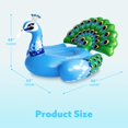 thumbnail image 5 of Blue Peacock Inflatable Pool Float - Giant Lounge Raft with Supportive Base, 5 of 10