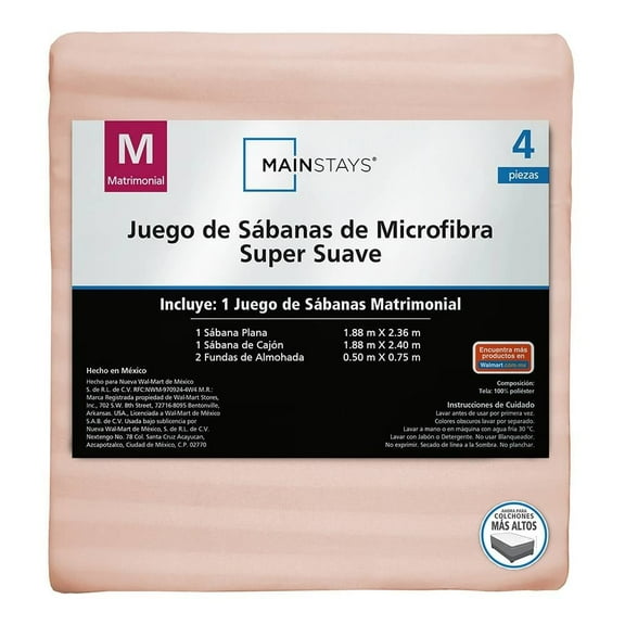Juego De Sábanas Mainstays Matrimonial Liso Blush