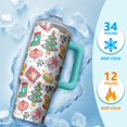 thumbnail image 4 of White Snowman Holiday 30oz Stainless Steel Travel Coffee Cup, Winter Insulated Christmas Tumbler with Handle and Straw, Gift for Women Men, 4 of 5