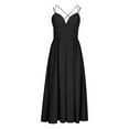 thumbnail image 5 of Bigersell Women Dresses Fashion Women Summer Sleeveless Casual Backless Solid Color V-Neck Dress Big & Tall Skater Dress Style 26042, Female High Low Dresses Black S, 5 of 9