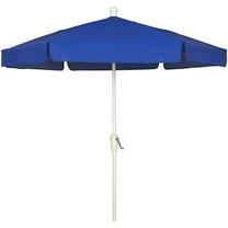 7.5 ft. 6 Rib Crank White Hex Garden Umbrella with Pacific Blue Vinyl Coated Weave Canopy