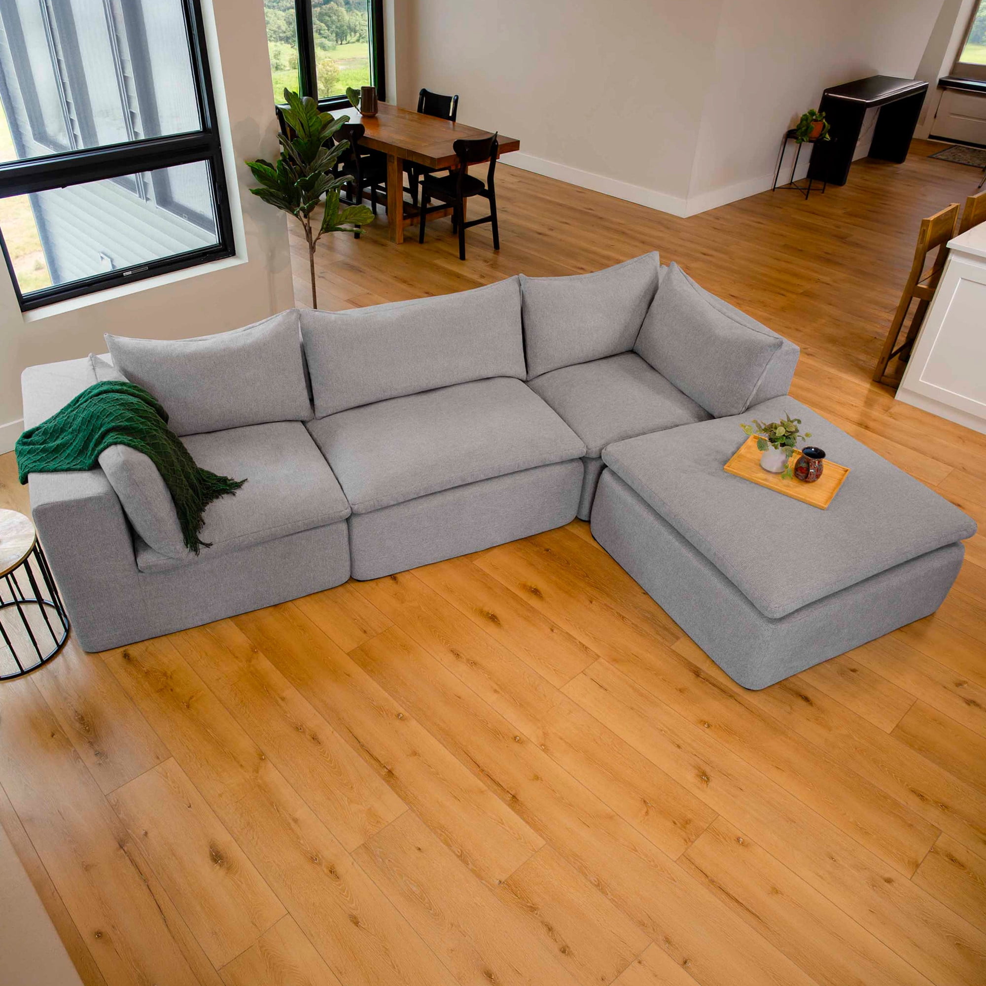Big Joe Averra Sectional Couch for Living Room, 4 Piece Sofa, Cottage Gray