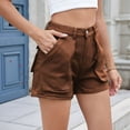 thumbnail image 4 of Womens Summer Jean Shorts Casual Pull on Elastic Waist Denim Shorts with Pockets Brown L, 4 of 10