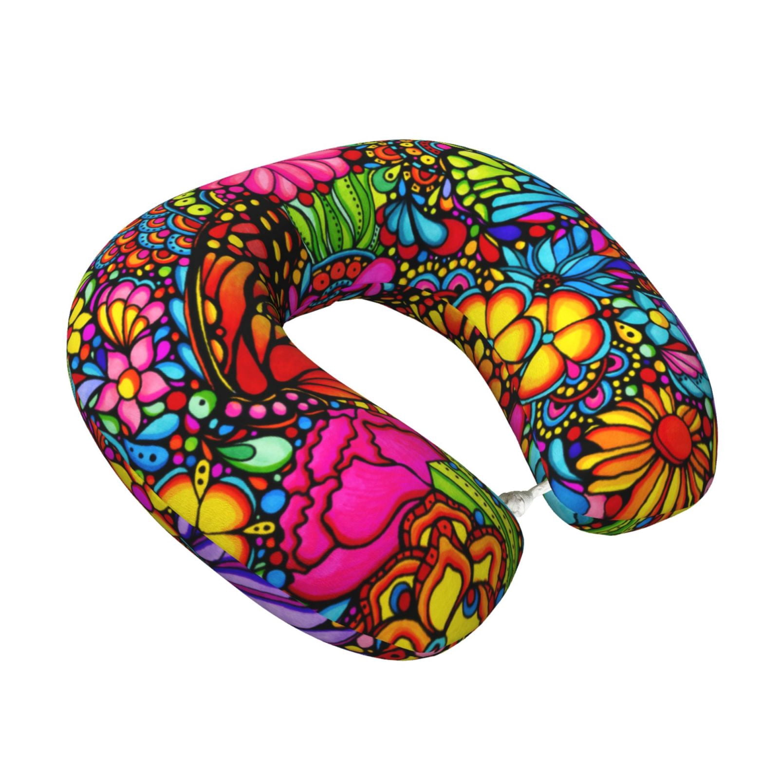 Xecao Butterfly Garden Print Memory Foam Cervical Neck Pillow Versatile U-Shaped Pillows for Home,Office,Camping,Travelling,Soft Washable Cover