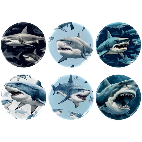 Shark Badges with Pins for Backpacks Parties Ties Hats Corporate Events Personalized Custom Photo Text Logo Button