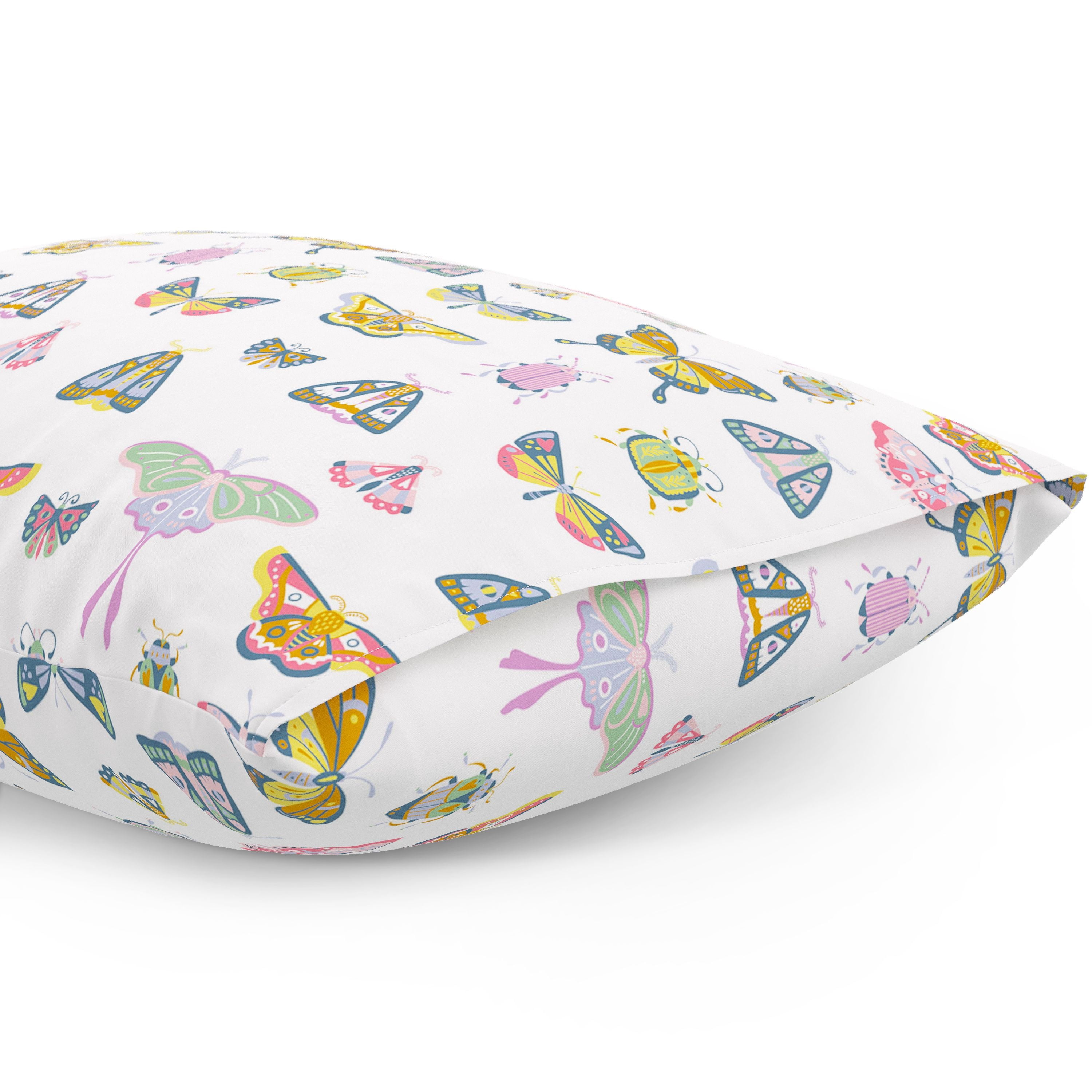 Mainstays Kids Microfiber Bed Sheet Set, Queen, Butterfly, 4 Pieces