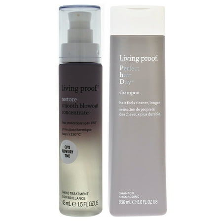 Restore Smooth Blowout Concentrate and Perfect Hair Day Shampoo Kit by Living Proof for Unisex - 2 Pc Kit 1.5oz