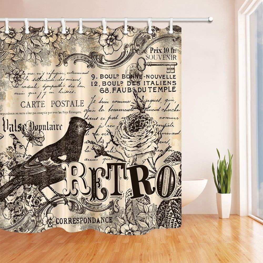 Rylablue Carte Postale Decor Parrot In Vintage Polyester Fabric Bathroom Shower Curtain 66x72 Inches Walmart Canada