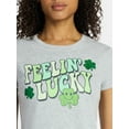thumbnail image 5 of St. Patrick's Day Women's Feel Lucky Graphic Tee with Short Sleeves, Sizes XXS-XXL, 5 of 5