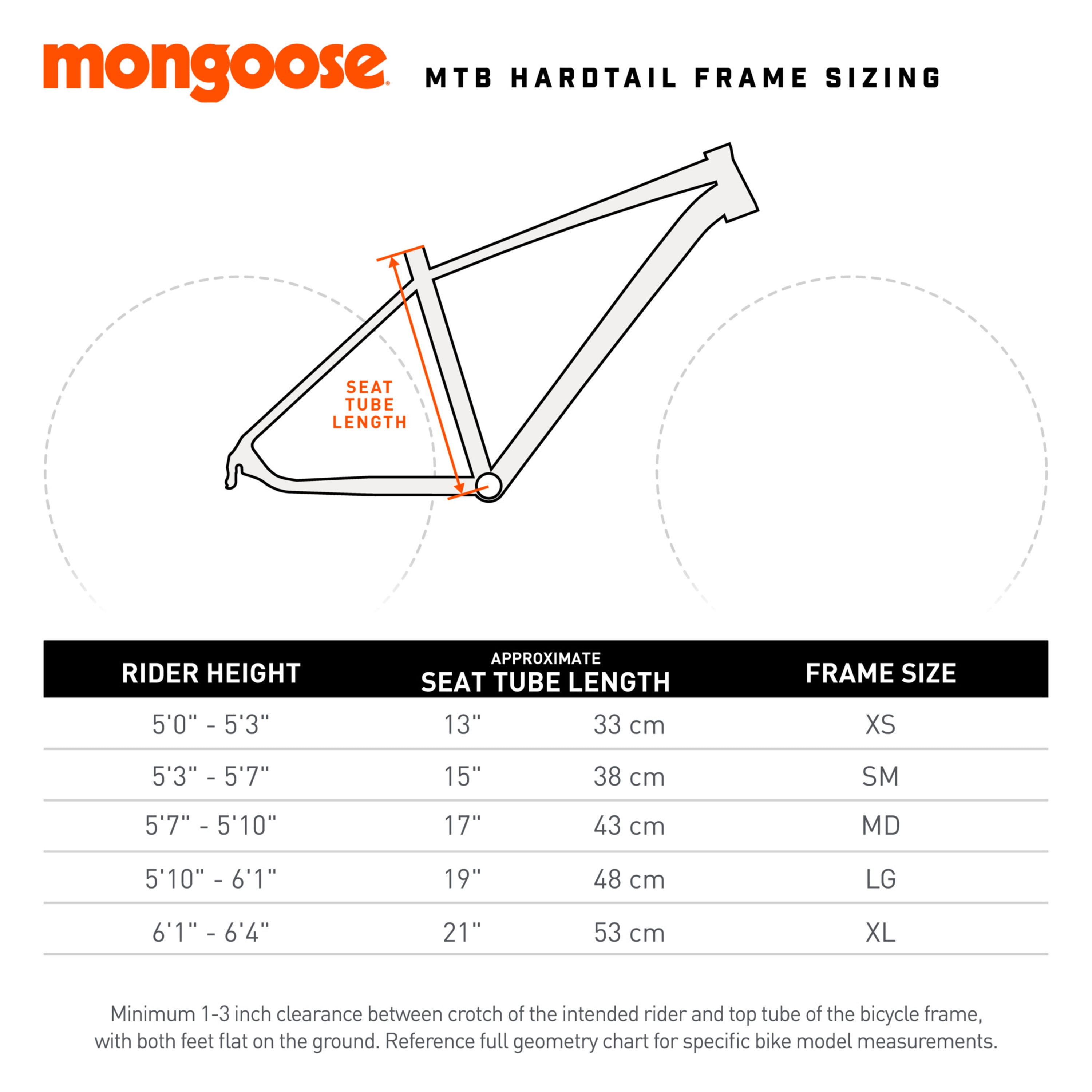 Mongoose Mountain Bike Frame Size Chart | sites.unimi.it