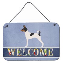 Carolines Treasures BB8306DS812 American Toy Fox Terrier Welcome Wall or Door Hanging Prints 8x12 multicolor