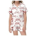 thumbnail image 2 of Teen Silk Pajamas for Kids Valentines Day Pjs Short Sleeve Bow Button Down Shirt Pjs for Boys 12-13 Years, 2 of 5