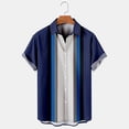 thumbnail image 2 of RUTAYY Men's Shirts Button Down Turndown Collar Short Sleeve Striped Print Comfortable Casual Daily Wear Travel Elegant Blouse, 2 of 3