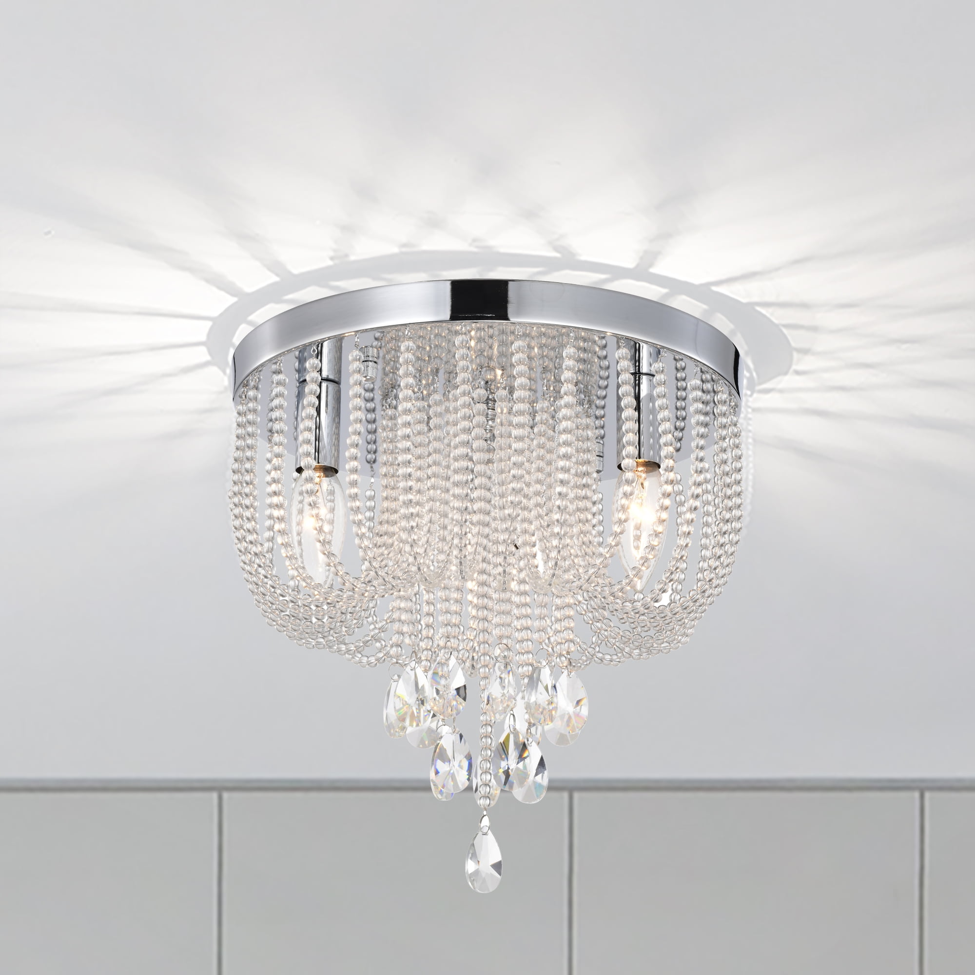 LaLuLa Flush Mount Crystal Ceiling Lights Chandelier 3Light for