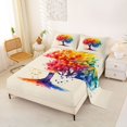thumbnail image 2 of Manfei Ink Life Tree King Sheets, Rainbow Printing Art Bedding, Cream Pink, 4 Pieces, 1 Flat Sheet, 1 Fitted Sheet and 2 Pillowcases, 2 of 6
