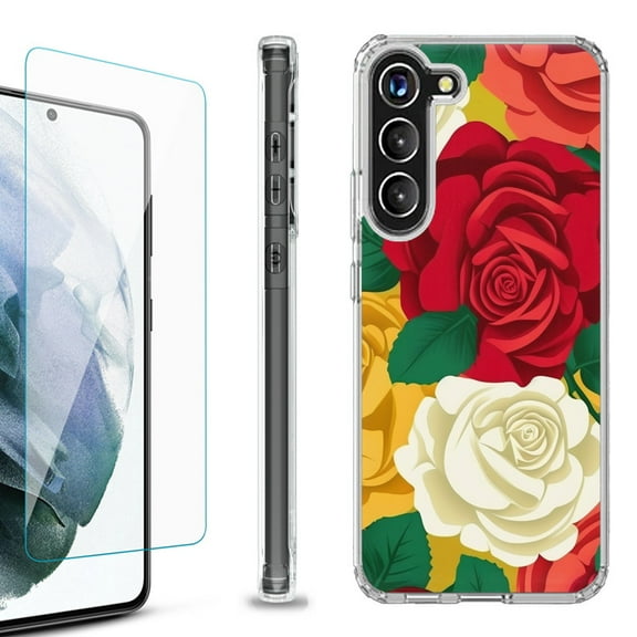 OneToughShield ® for Samsung Galaxy S23  S23 Plus 5G Shockproof Bumper Phone Case, with Tempered Glass Screen Protector - Radiant Rose