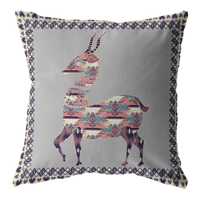 HomeRoots 410684 18 Po Boho Cerf Zippée en Daim Jeter Oreiller&44; Violet & Crème