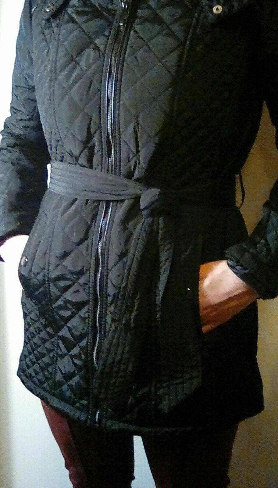 Sebby Collection Womens Quilted Jacket with Detachable Hood 