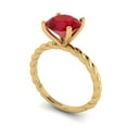 thumbnail image 2 of 2 ct Round Cut Simulated Ruby Solitaire 14K Yellow Gold Womens Engagement Ring, 2 of 5