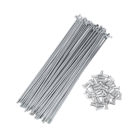 48 Set 10G Bicycle Spokes 225mm Bike Wheel Spokes Carbon Steel Galvanized Silver Tone