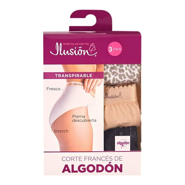 Pantaleta Ilusión para Mujer, Corte Francés 3 Piezas Multicolor Talla EG