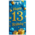 thumbnail image 6 of Blue Gold Themed Happy 13 Birthday Backdrop Banner Party Supplies Decors Balloons Stars Props for Photography Birthday Party Celebration Photo Booth Decorations, 6 of 6