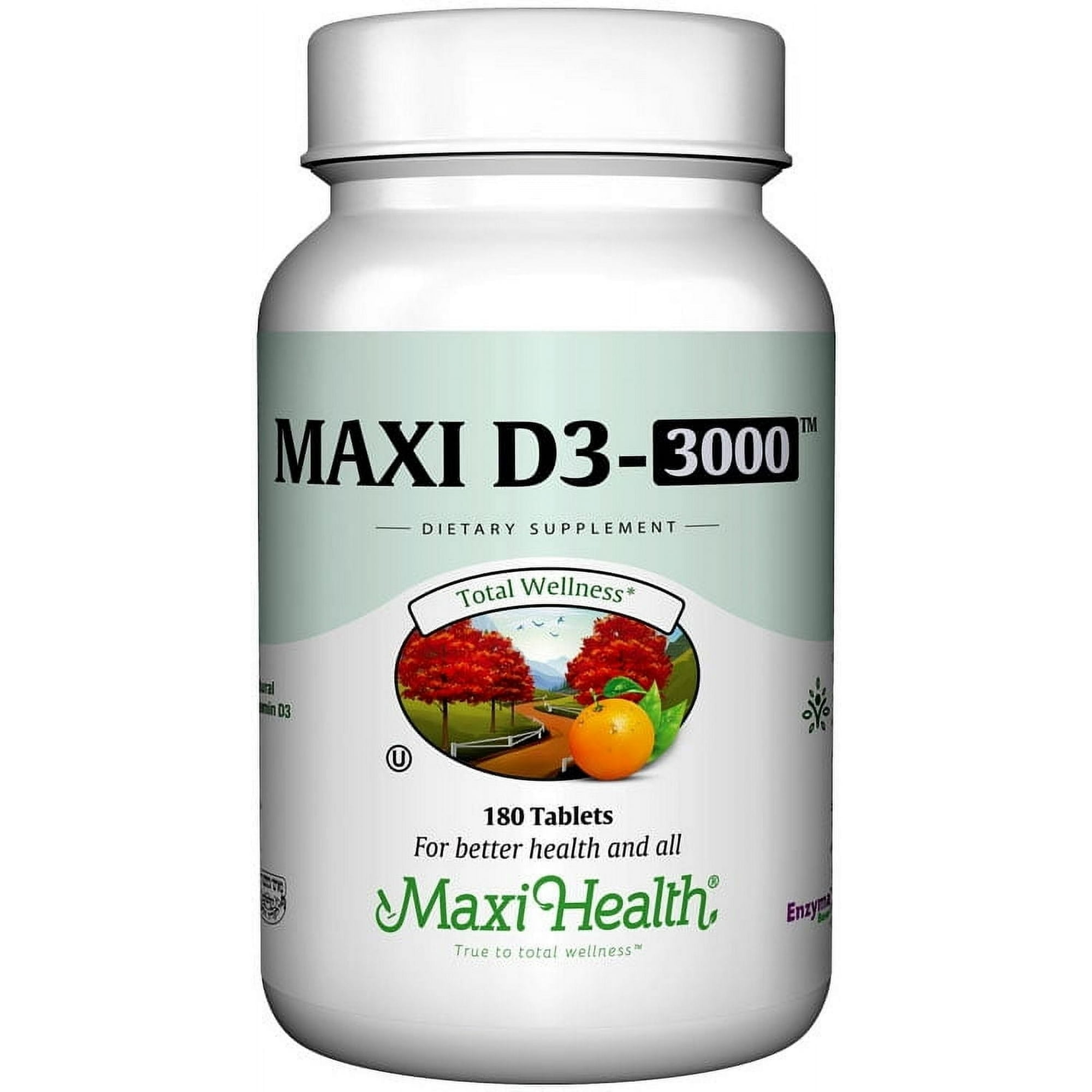 Maxi Health Vitamin D3 3000 IU – Bone & Immune Support Supplement – 180 Tablets – For Adults – Kosher