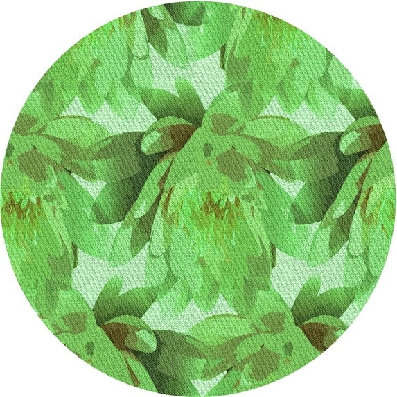 Ahgly Company Indoor Round Patterned Emerald Green Area Rugs, 5' Round