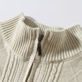 thumbnail image 3 of Jjayotai Mens Quarter Zip Sweaters Clearance, Mock Neck Casual Long Sleeve Knitted Soft Slim Fit Classic Pullover Polo Sweater Beige XXL, 3 of 8