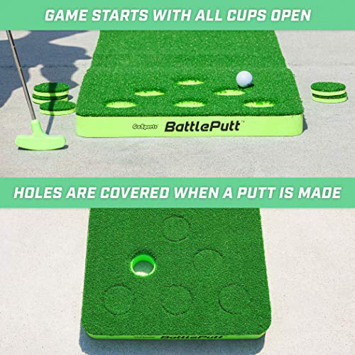 GoSports Battleputt Golf Putting Game, 2-on-2 Pong Style Play with 11?  Putting Green, 2 Putters and 2 Golf Balls