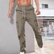 thumbnail image 1 of Pantalones largos para hombre, moda informal, deportivos, con cremallera, cordón, pierna recta, cargo, pantalones largos de poliéster para hombre., 1 of 9