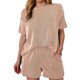 thumbnail image 1 of Conjunto de 2 piezas para mujer: top de cuello redondo y manga corta y pantalones cortos holgados, 1 of 7
