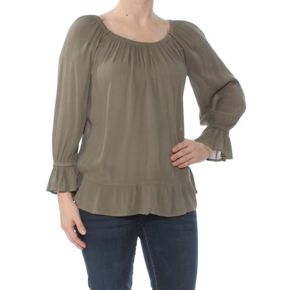 INC $69 Womens New 1168 Green Peasant Top XS B B
