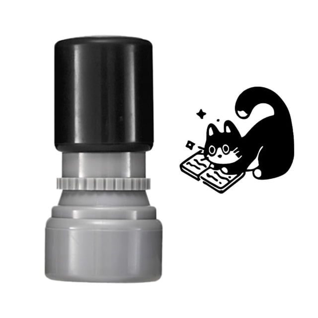 Outdor 5ml Cat Pattern Stamp Counts Round Self Inking Stamp Stamp For Journals Scrapbook Cards & Teacher Black Cats Decorative