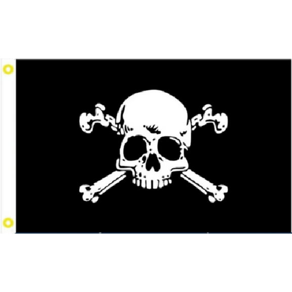 3X5 SKULL AND BONES PIRATE HEAD SKULL FLAG BANNER 100D W/ GROMMETS