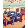 thumbnail image 2 of Boanket Outdoor Tablecloth with Umbrella Hole for Patio/Picnic/Party/Camping, Blue Abstract Waterproof Table Cloth Rectangle Table Cover Washable, White Contemporary Modern Geometric Art (60"x 84"), 2 of 7