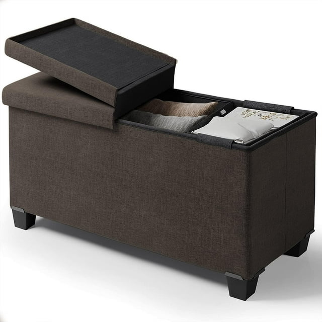 Banc de Rangement avec Bacs de Rangement en Tissu de Lin
