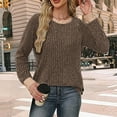 thumbnail image 5 of Gkeoshab Fall Sweaters for Women Women's Long-Sleeve Loose-Fit Round-Neck Sweater for Fall and Winter Brown M, 5 of 6