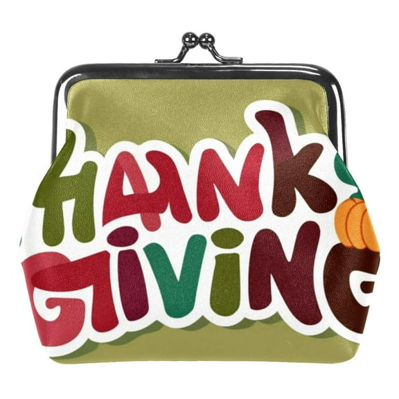 Thanksgiving Day Coin Purse Vintage Pouch Buckle Clutch Bag Kiss-Lock Change Purse Clasp Closure Wallets for Women Girl