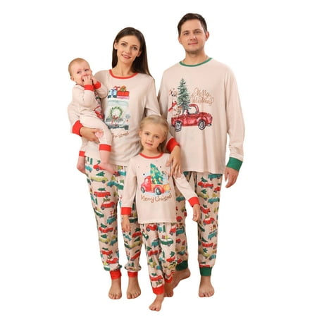 

Sunisery Matching Christmas Pajamas For Family Cute Christmas Sleepwear Parent-child Tree Print Top with Pants Pjs Set