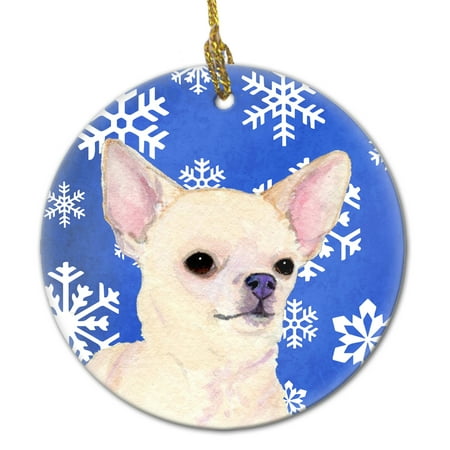 Chihuahua Winter Snowflakes Holiday Christmas Ceramic Ornament SS4610 ...