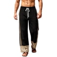 thumbnail image 2 of SGFCWSX Mens Harem Pants Elastic Waist Drawstring Print Loose Pockets Boho Hippie Beach Yoga Casual Pants Black Size 4XL, 2 of 5