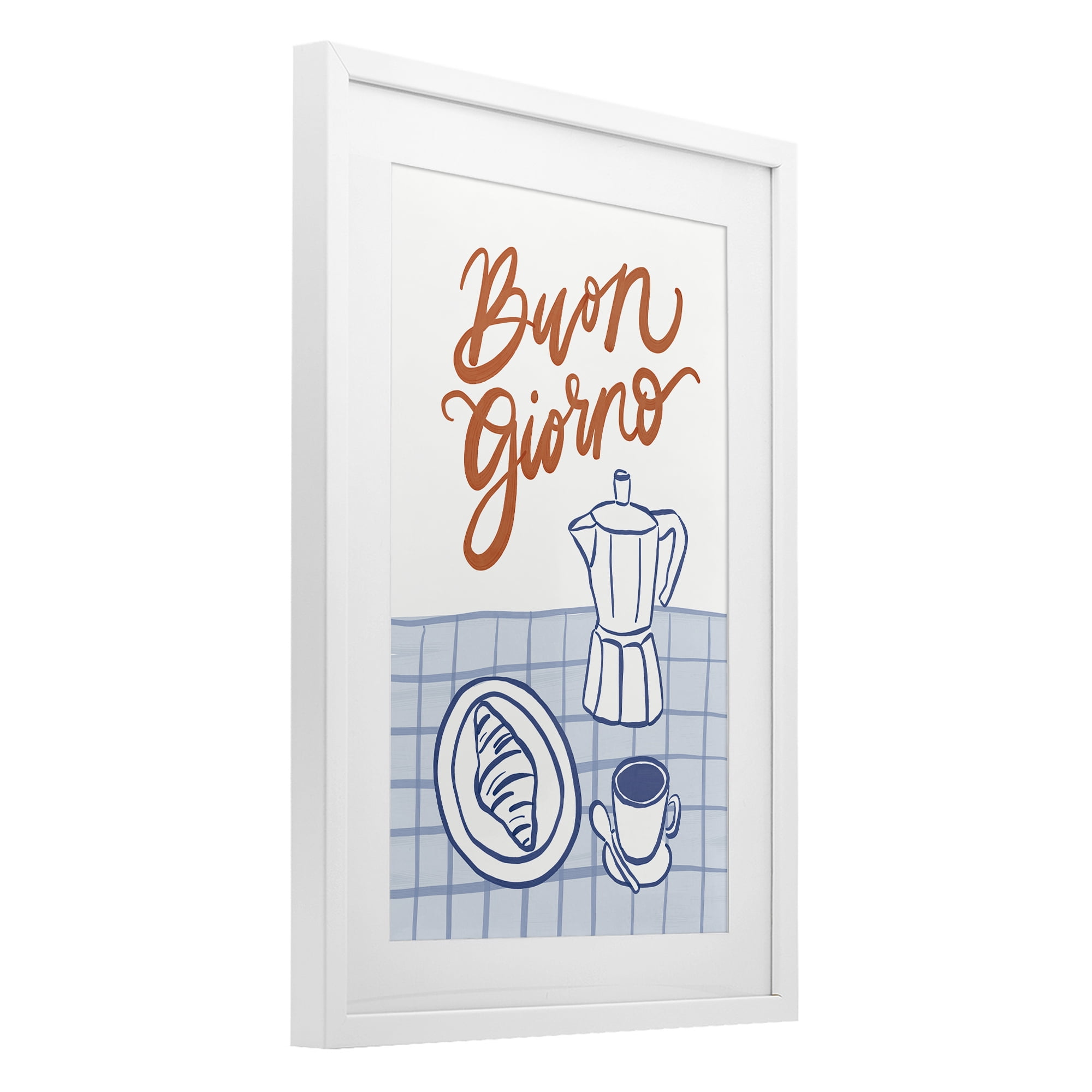 Stupell Industries Buon Giorno Breakfast Espresso White Framed Print Under Glass, design by Amanda Houston