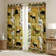 thumbnail image 2 of Farmhouse Decor,Rustic Deer Window Curtains Black Bear Patchwork Blackout Curtains 2 Panels 38"Wx54"L,Woodland Moose Curtains & Drapes Pine Trees Pinecone Lodge Cabin Vintage Brown, 2 of 6