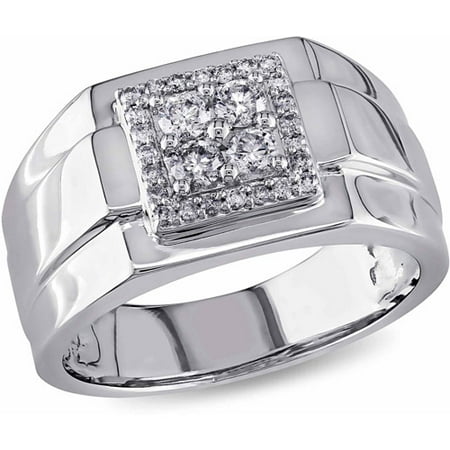 Miabella 1/2 Carat T.W. Diamond 10kt White Gold Halo Men's Ring
