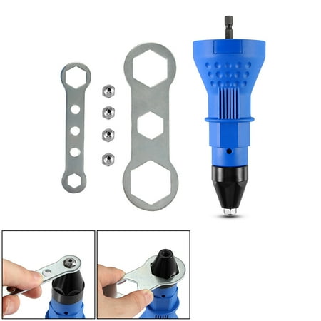 

Worallymy Electric Rivet Nut Gun Adaptor Electric Riveting Tool Blue Four-size 2.4-4.8mm Multifunction Nail Gun